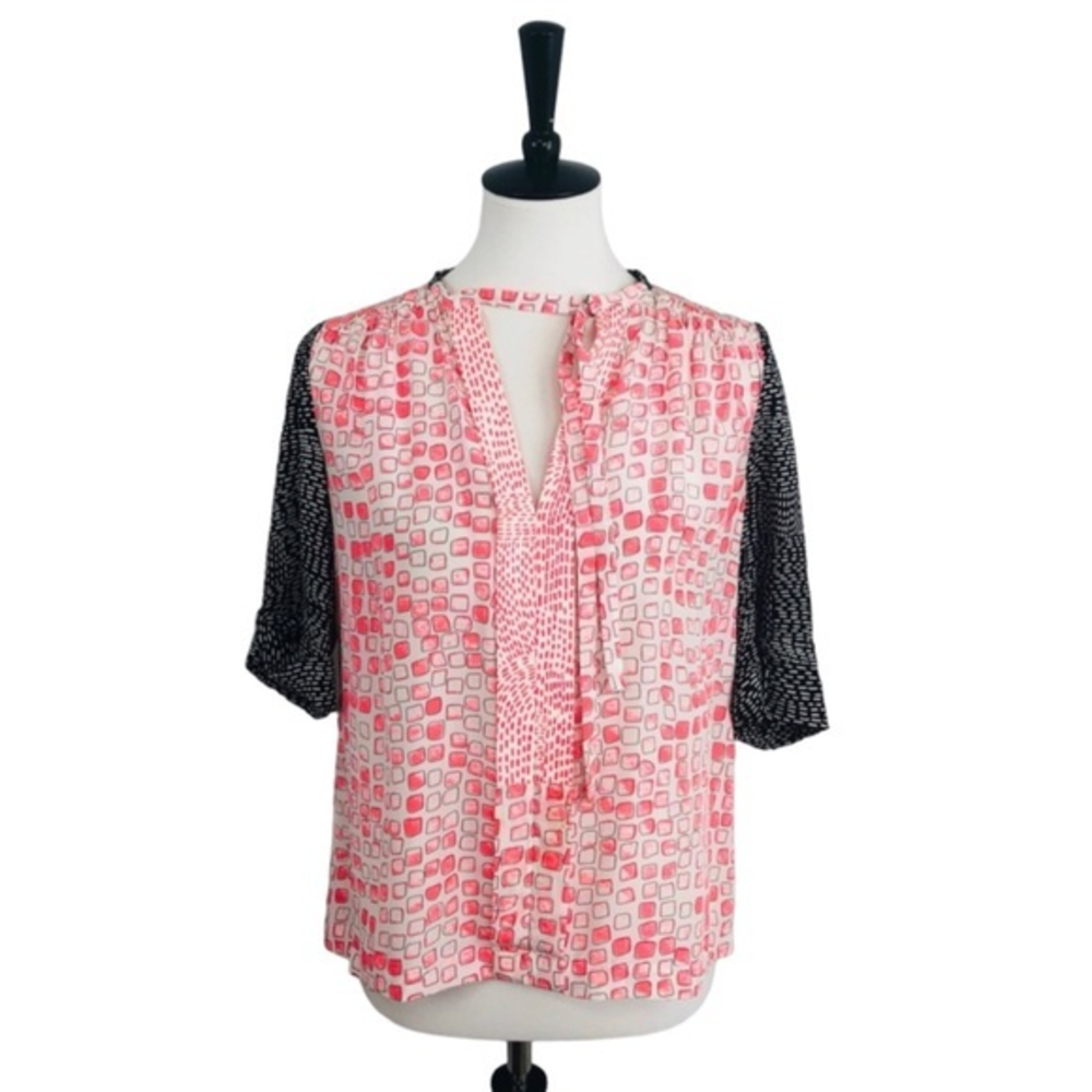 Diane Von Fusternberg Anne Cuff Silk Top Blouse Size 2‎